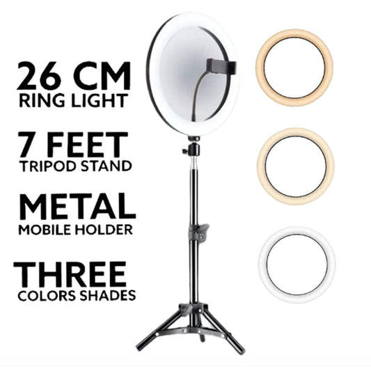 26CM LED Ring Light with 7FT Tripod & Phone Holder