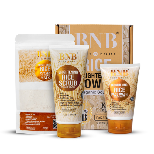 BNB Rice Extract Bright & Glow Kit ( Rice Face Wash + Rice Scrub + Rice Mask )