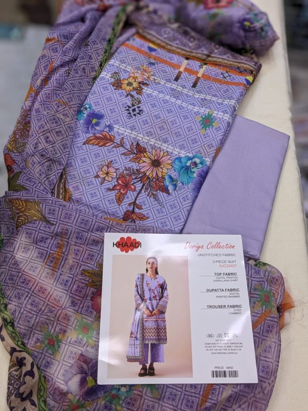 Khaadi Doriya Collection 3 Pcs Lawn | Unstitched Fabric Casual Wear