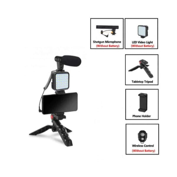 Smartphone Vlogging Kit With Tripod Phone Holder Mini Microphone LED Fill Light Starter For TikTok Live Stream Video YouTube